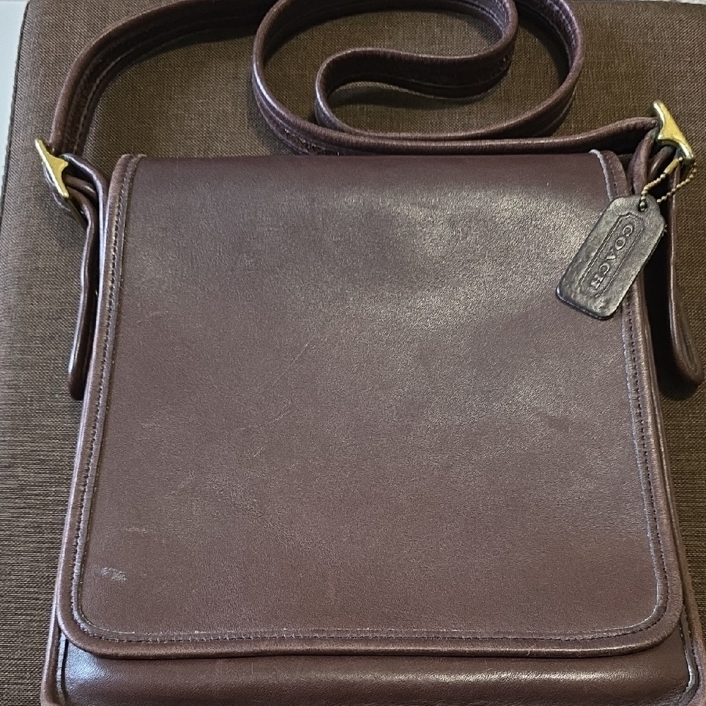 Coach Dark Brown Leather Messenger Bag
